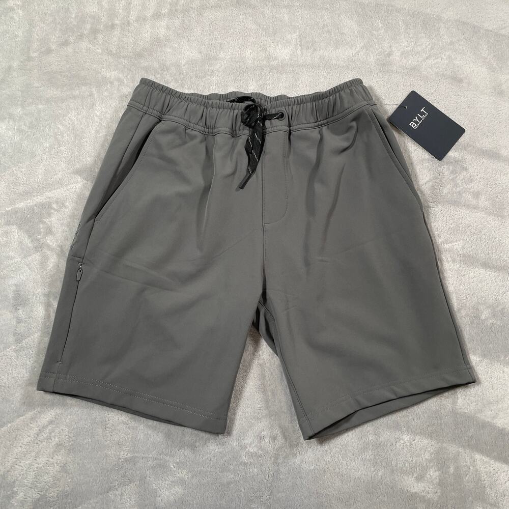 Bylt Shorts Mens Small Grey Ryse Fleece Stretch Casual Drawstring Activewear
